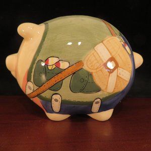 FISHERMAN Angler Piggy BANK Ceramic 6" x 4" (117C)